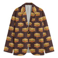 Brown Sandwiches Pattern Print Men's Cotton Blazer