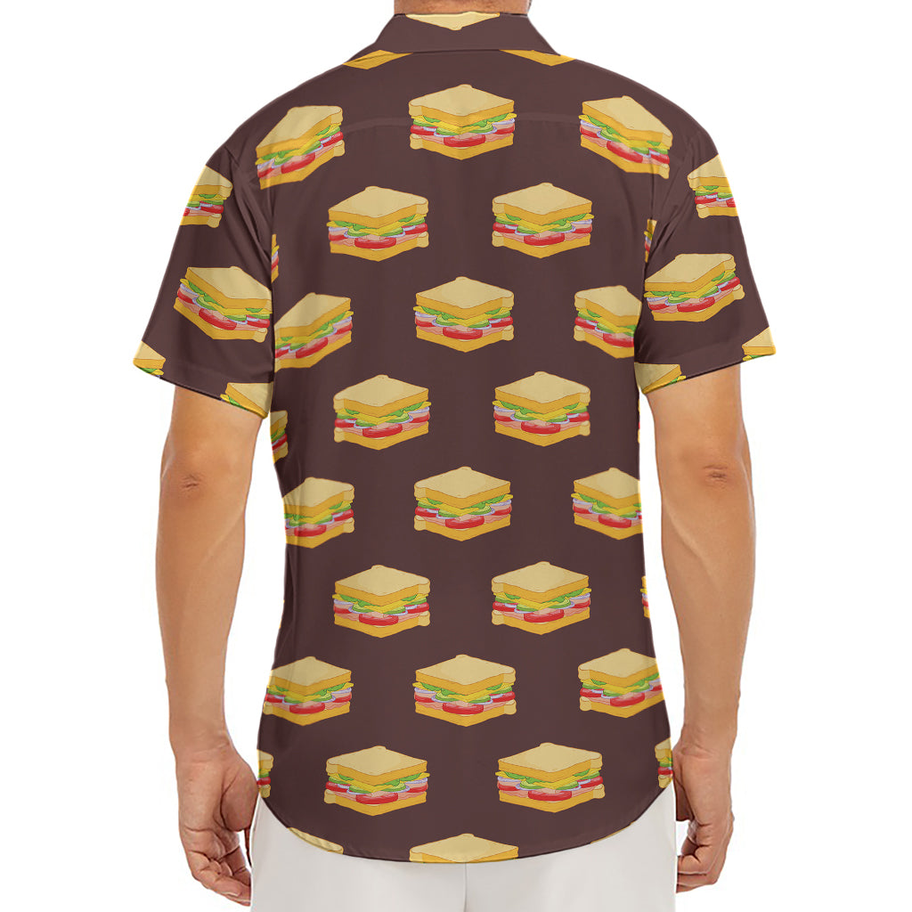 Brown Sandwiches Pattern Print Men's Deep V-Neck Shirt
