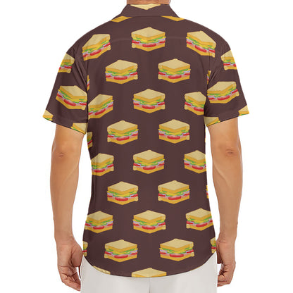 Brown Sandwiches Pattern Print Men's Deep V-Neck Shirt