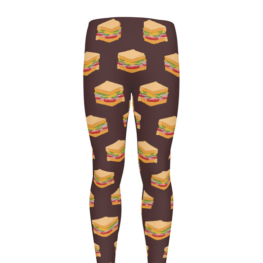Brown Sandwiches Pattern Print Men's leggings