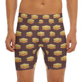 Brown Sandwiches Pattern Print Men's Long Boxer Briefs
