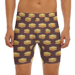 Brown Sandwiches Pattern Print Men's Long Boxer Briefs