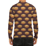 Brown Sandwiches Pattern Print Men's Long Sleeve Rash Guard
