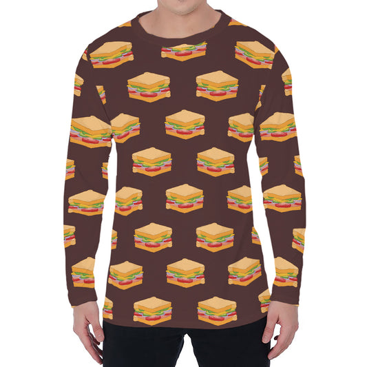 Brown Sandwiches Pattern Print Men's Long Sleeve T-Shirt