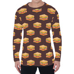 Brown Sandwiches Pattern Print Men's Long Sleeve T-Shirt
