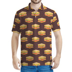 Brown Sandwiches Pattern Print Men's Polo Shirt