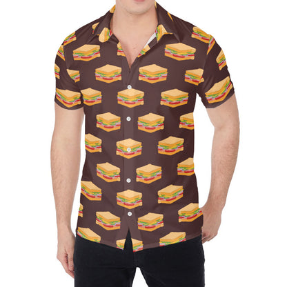 Brown Sandwiches Pattern Print Men's Shirt