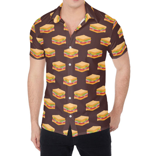 Brown Sandwiches Pattern Print Men's Shirt