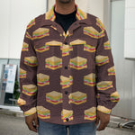 Brown Sandwiches Pattern Print Men's Shirt Jacket