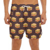 Brown Sandwiches Pattern Print Men's Split Running Shorts