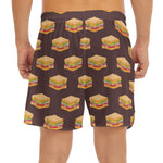 Brown Sandwiches Pattern Print Men's Split Running Shorts