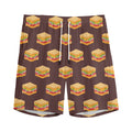 Brown Sandwiches Pattern Print Men's Athletic Shorts