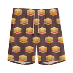 Brown Sandwiches Pattern Print Men's Sports Shorts