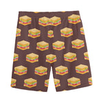 Brown Sandwiches Pattern Print Men's Sports Shorts