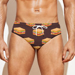 Brown Sandwiches Pattern Print Men's Swim Briefs