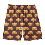 Brown Sandwiches Pattern Print Men's Swim Trunks