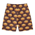 Brown Sandwiches Pattern Print Men's Swim Trunks