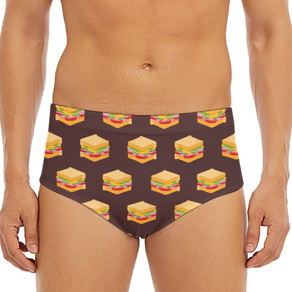 Brown Sandwiches Pattern Print Men's Triangle Swim Briefs