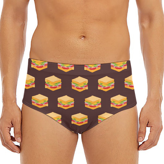 Brown Sandwiches Pattern Print Men's Triangle Swim Briefs