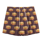 Brown Sandwiches Pattern Print Mesh Shorts