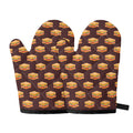 Brown Sandwiches Pattern Print Oven Mitts