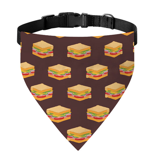 Brown Sandwiches Pattern Print Over The Collar Dog Bandana