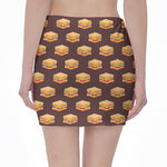 Brown Sandwiches Pattern Print Pencil Mini Skirt