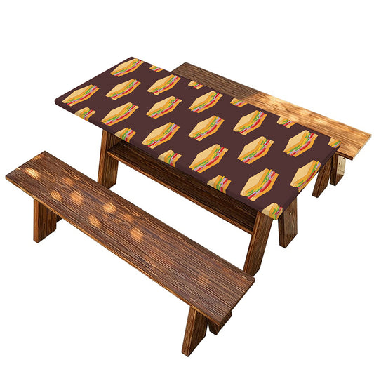 Brown Sandwiches Pattern Print Picnic Table Cover
