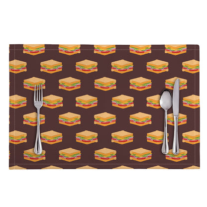 Brown Sandwiches Pattern Print Placemat