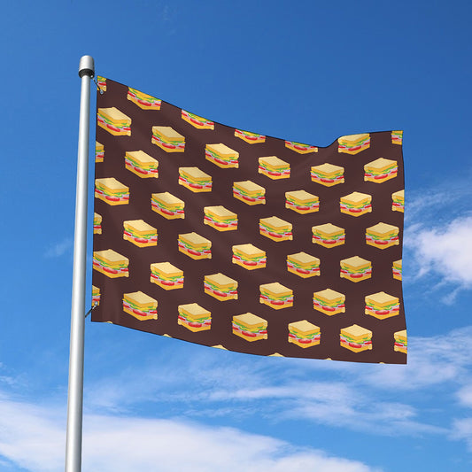 Brown Sandwiches Pattern Print Polyester Flag