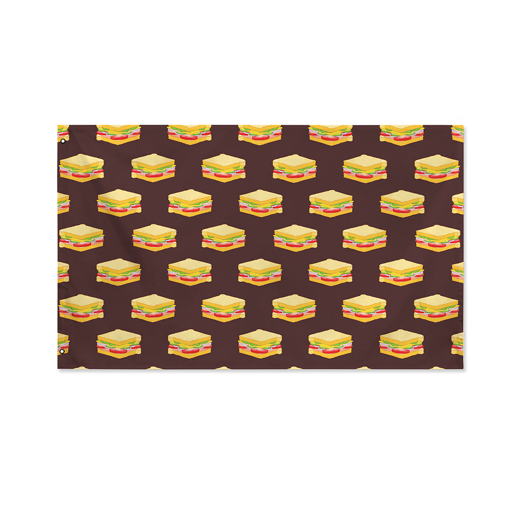 Brown Sandwiches Pattern Print Polyester Flag
