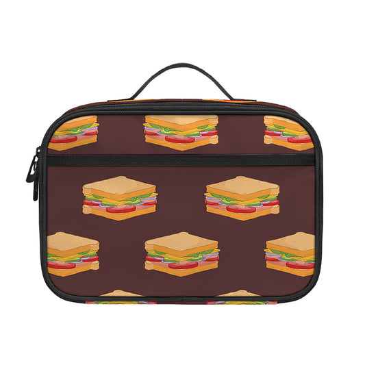 Brown Sandwiches Pattern Print Portable Lunch Bag