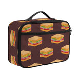 Brown Sandwiches Pattern Print Portable Lunch Bag