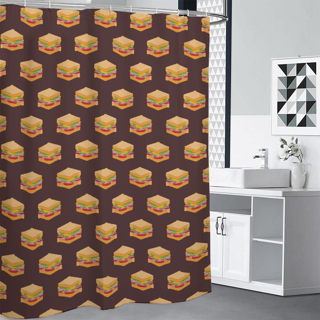 Brown Sandwiches Pattern Print Premium Shower Curtain