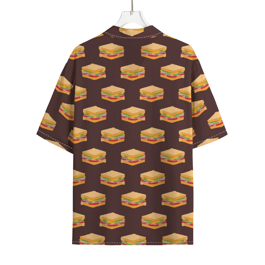 Brown Sandwiches Pattern Print Rayon Hawaiian Shirt