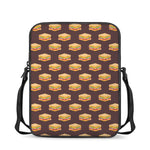 Brown Sandwiches Pattern Print Rectangular Crossbody Bag