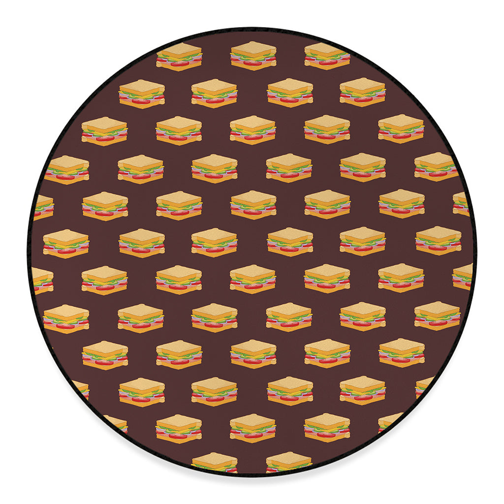 Brown Sandwiches Pattern Print Round Floor Mat