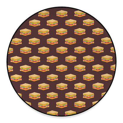 Brown Sandwiches Pattern Print Round Floor Mat