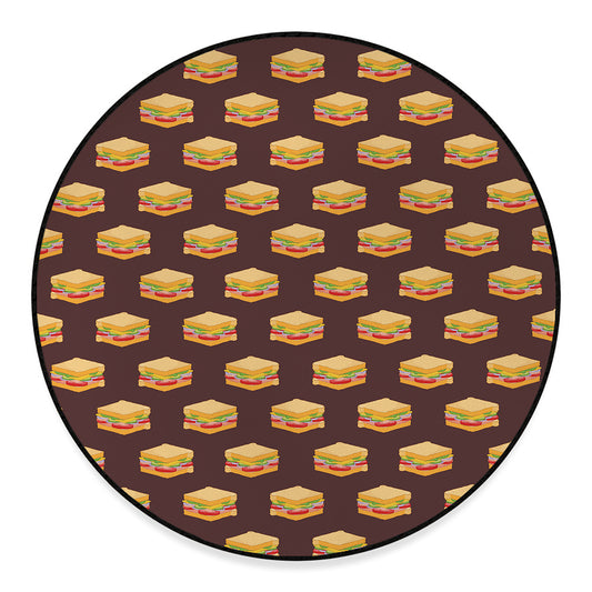 Brown Sandwiches Pattern Print Round Floor Mat