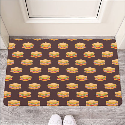 Brown Sandwiches Pattern Print Rubber Doormat