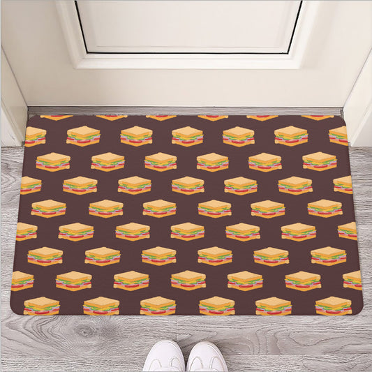 Brown Sandwiches Pattern Print Rubber Doormat