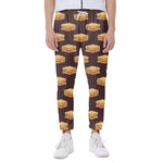 Brown Sandwiches Pattern Print Scuba Joggers