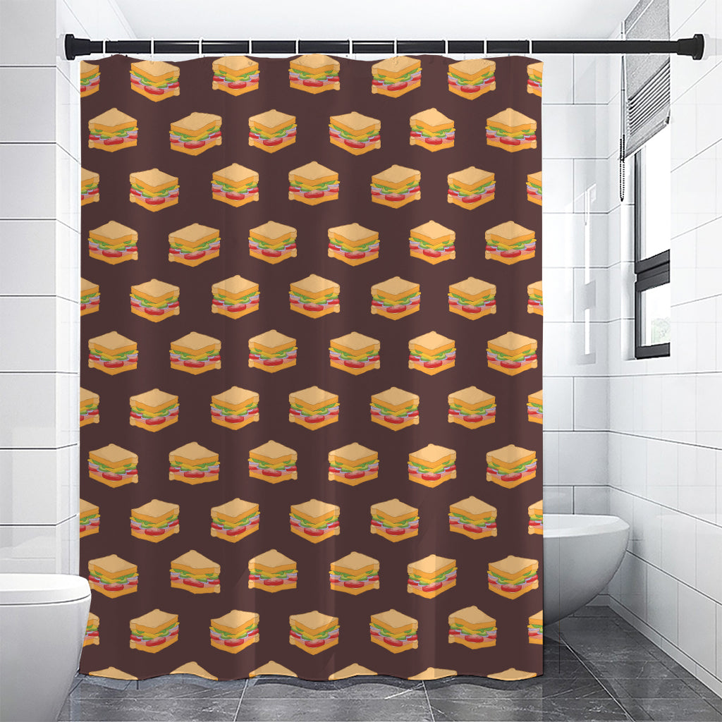 Brown Sandwiches Pattern Print Shower Curtain