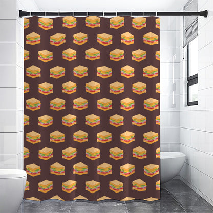 Brown Sandwiches Pattern Print Shower Curtain