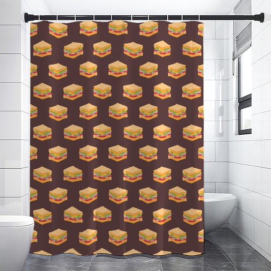 Brown Sandwiches Pattern Print Shower Curtain