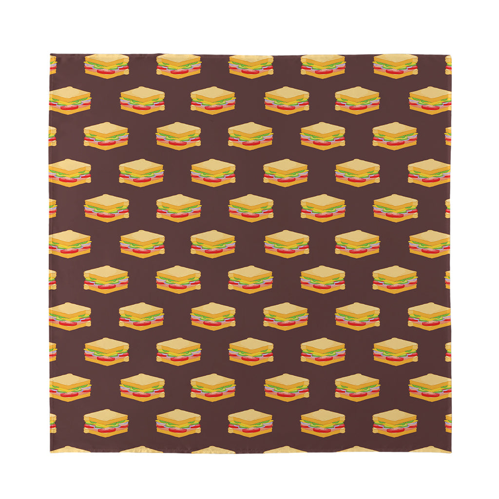 Brown Sandwiches Pattern Print Silk Bandana