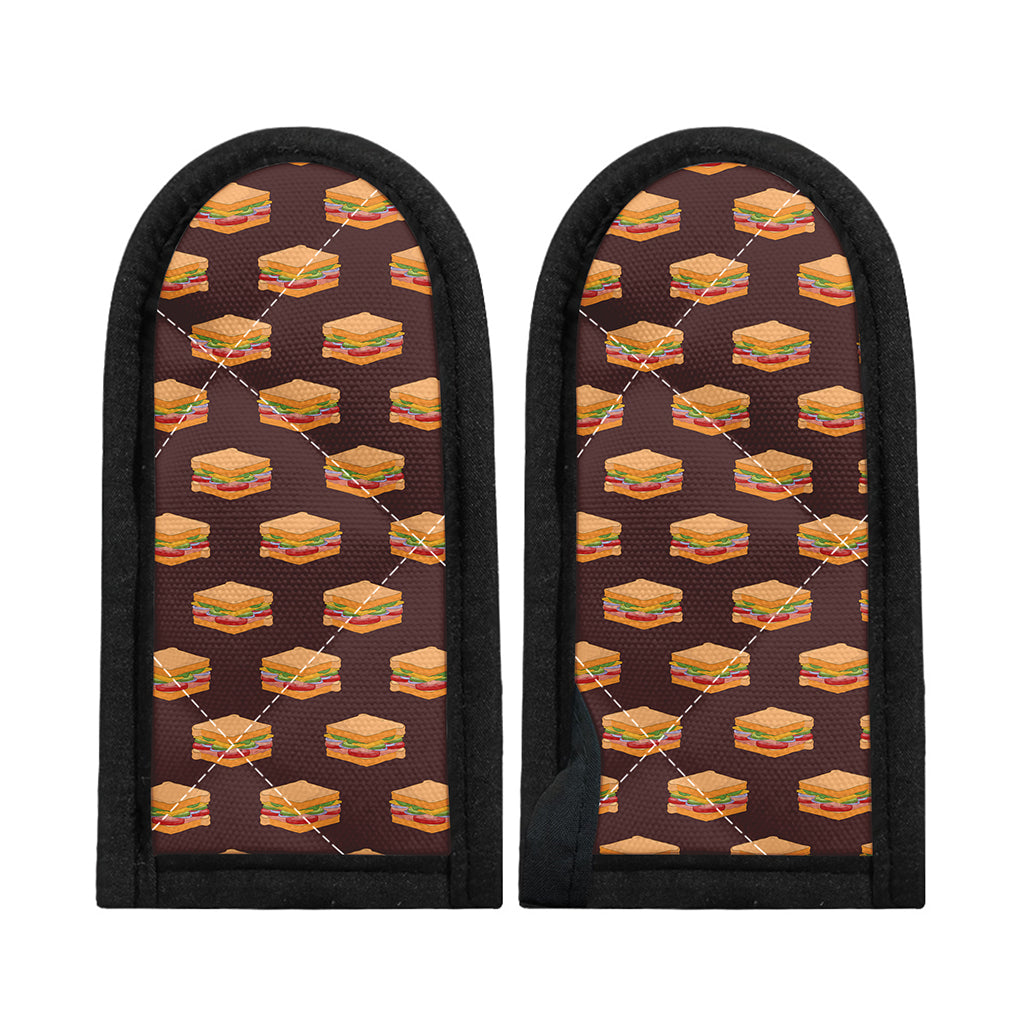Brown Sandwiches Pattern Print Skillet Handle Cover