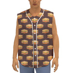 Brown Sandwiches Pattern Print Sleeveless Baseball Jersey