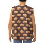 Brown Sandwiches Pattern Print Sleeveless Baseball Jersey