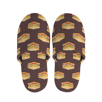Brown Sandwiches Pattern Print Slippers